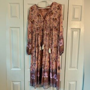 Floral Pink and Purple Boho Women's Dress